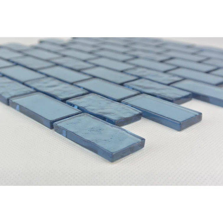 Abolos Landscape 1 in. x 2 in. Translucent Glass Plastic Face Mounted Brick Mosaic Designer Pool Tile