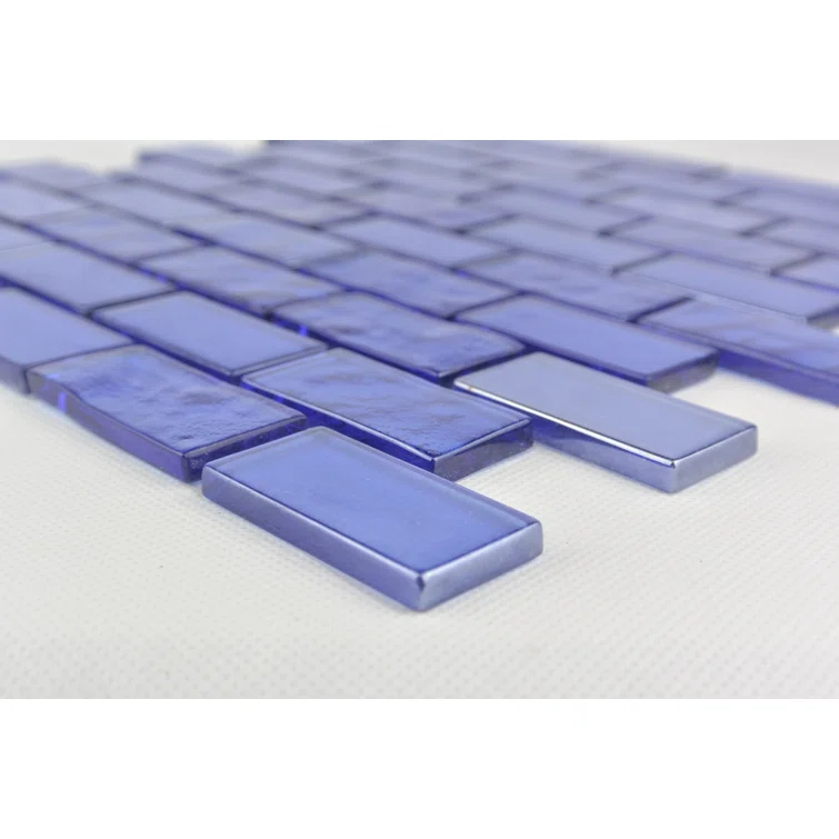 Abolos Landscape 1 in. x 2 in. Translucent Glass Plastic Face Mounted Brick Mosaic Designer Pool Tile