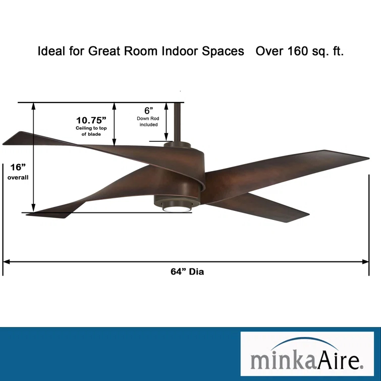 64" Artemis 4 Blade LED Standard Ceiling Fan with Light Kit Included