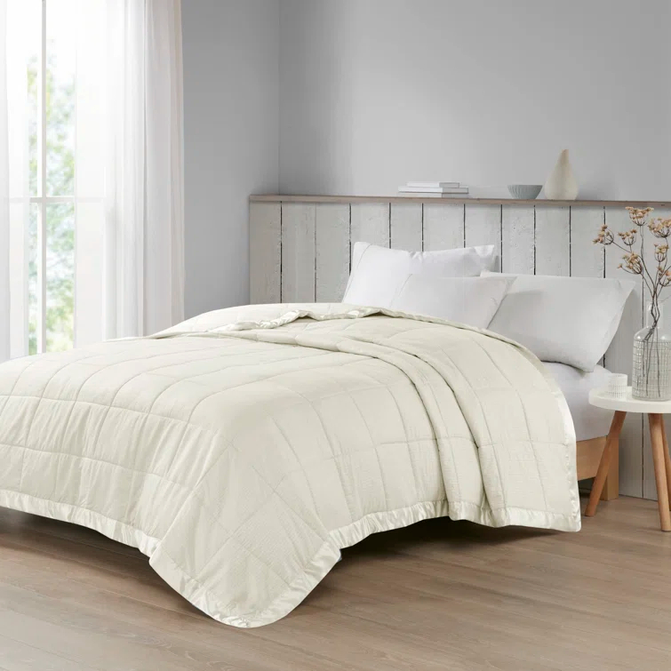 Madison Park Cambria Oversized Down Alternative Blanket with Satin Trim