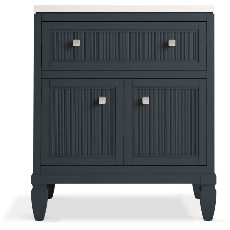 Hearthaven 30'' Free Standing Single Bathroom Vanity Cabinet with Sink and Quartz Top
