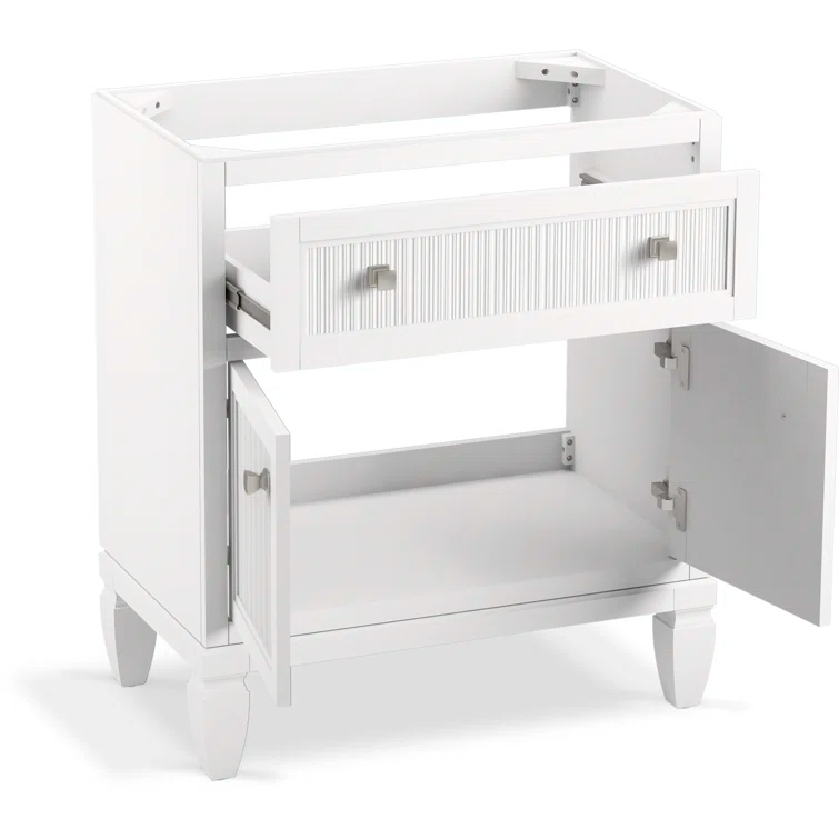 Hearthaven 30'' Free Standing Single Bathroom Vanity Cabinet with Sink and Quartz Top