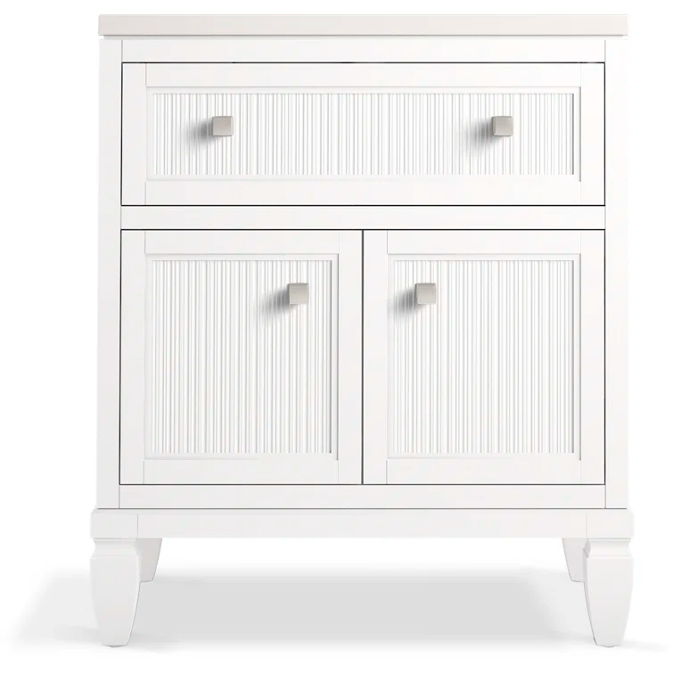 Hearthaven 30'' Free Standing Single Bathroom Vanity Cabinet with Sink and Quartz Top