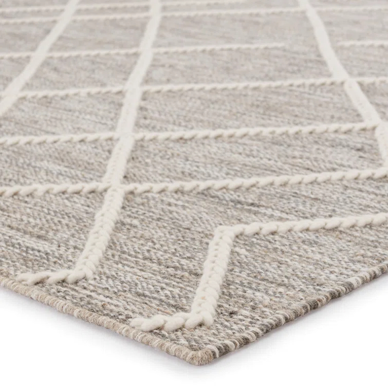 Plateau Moab Ivory Geometric 10' x 14' Braided Wool Area Rug