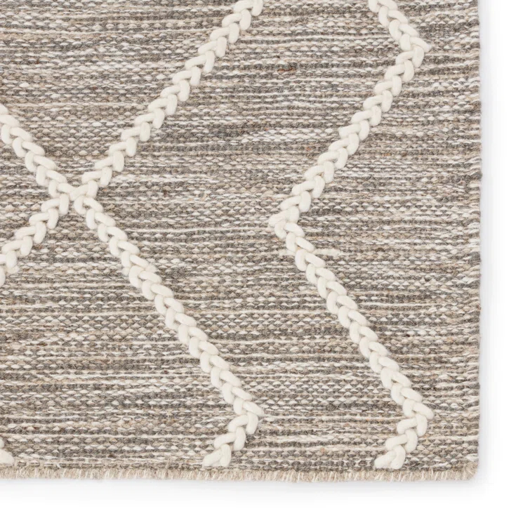 Plateau Moab Ivory Geometric 10' x 14' Braided Wool Area Rug