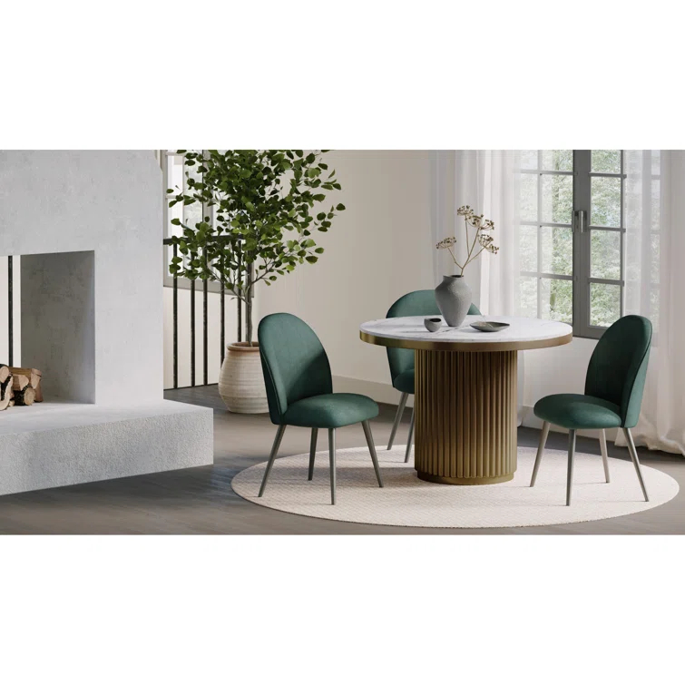 Ione 42'' Round Marble Dining Table
