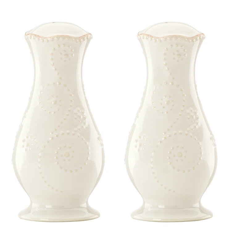 French Perle White Salt and Pepper Shaker Set