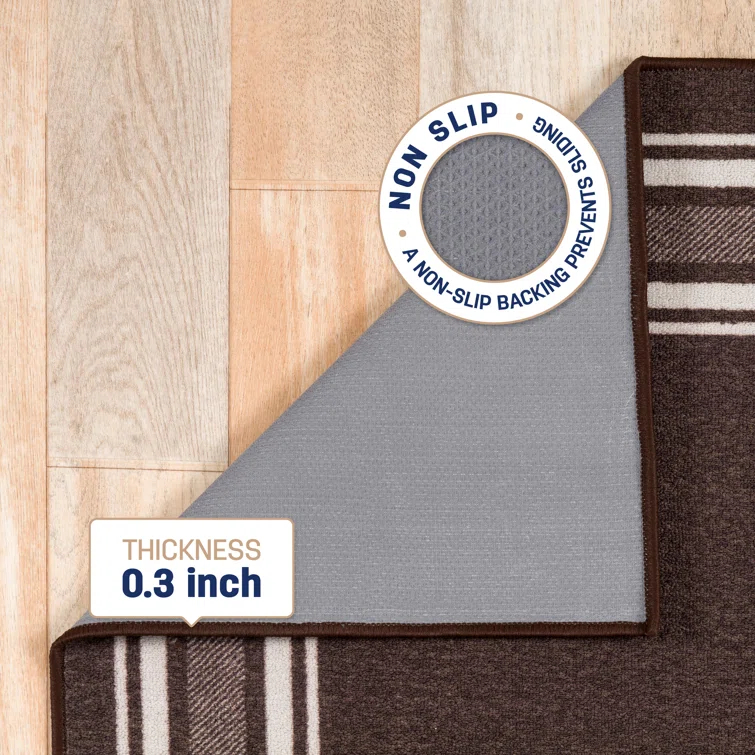 Quiogue Brown Non-Slip Area Rug