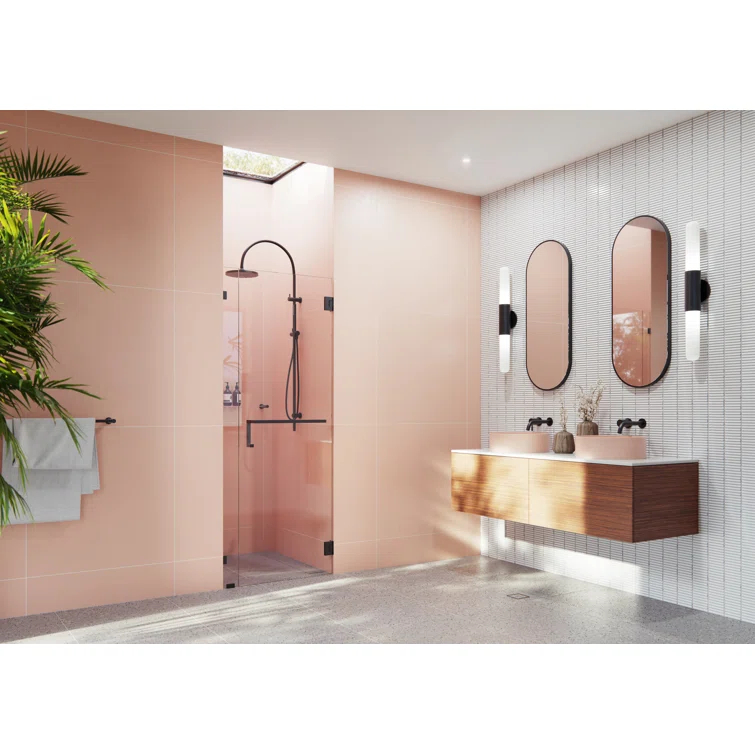 Umbra 51 in. x 78 in. Fully Frameless Wall Hinge Towel Bar Shower Door