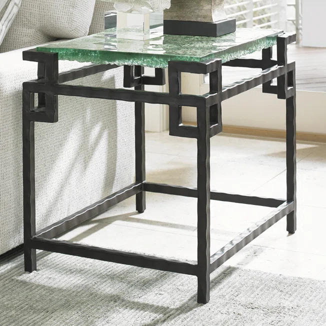 Island Fusion Hermes Reef Glass Top End Table
