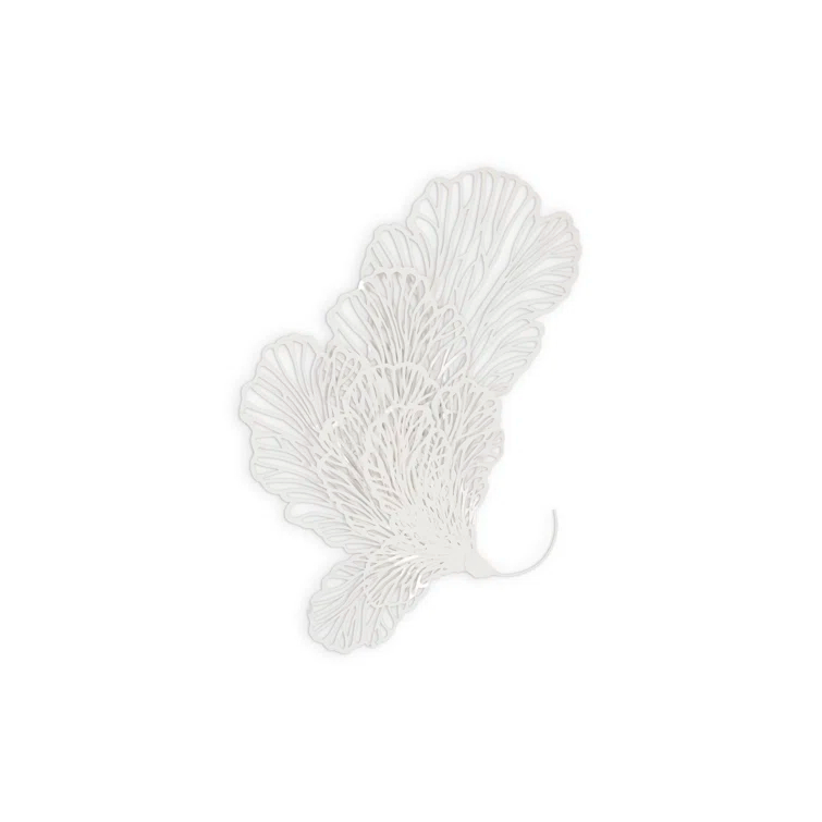 White Powder-Coated Metal Butterfly Wall Sculpture