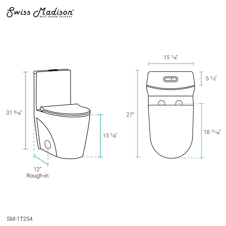 St. Tropez Dual Flush Elongated One-Piece Toilet (Seat Included)