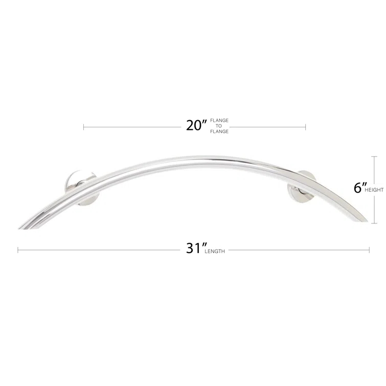 Lifestyle & Wellness Crescent Curved Wall Mount Bathroom Shower 30" Grab Bar