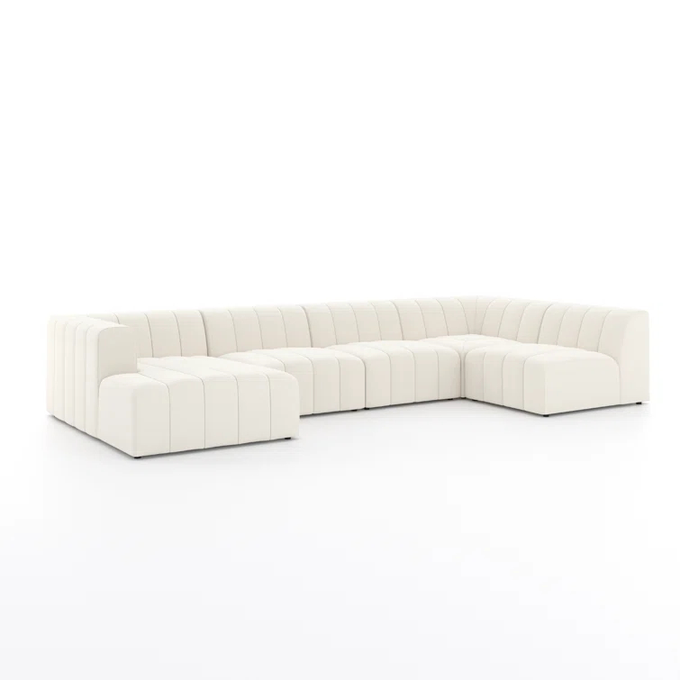 Fayette Cloud Tufted Faux Leather 5-Piece Sectional Sofa
