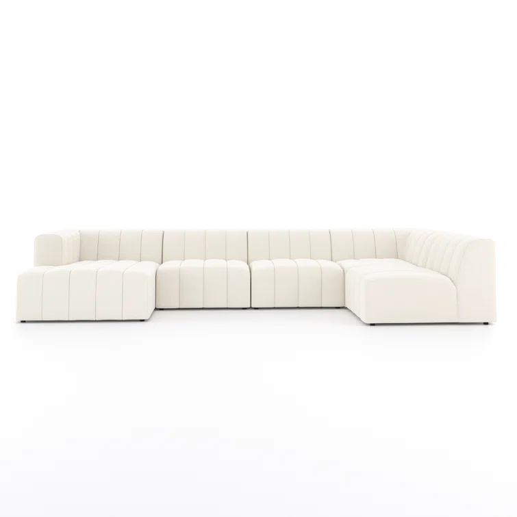 Fayette Cloud Tufted Faux Leather 5-Piece Sectional Sofa