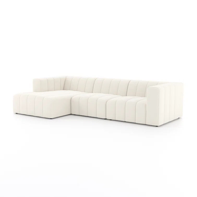 Fayette Cloud Tufted Faux Leather Three Piece Sectional Sofa