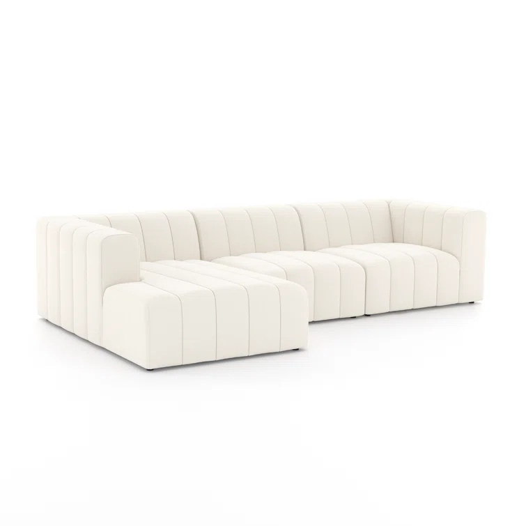 Fayette Cloud Tufted Faux Leather Three Piece Sectional Sofa