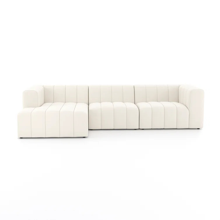 Fayette Cloud Tufted Faux Leather Three Piece Sectional Sofa