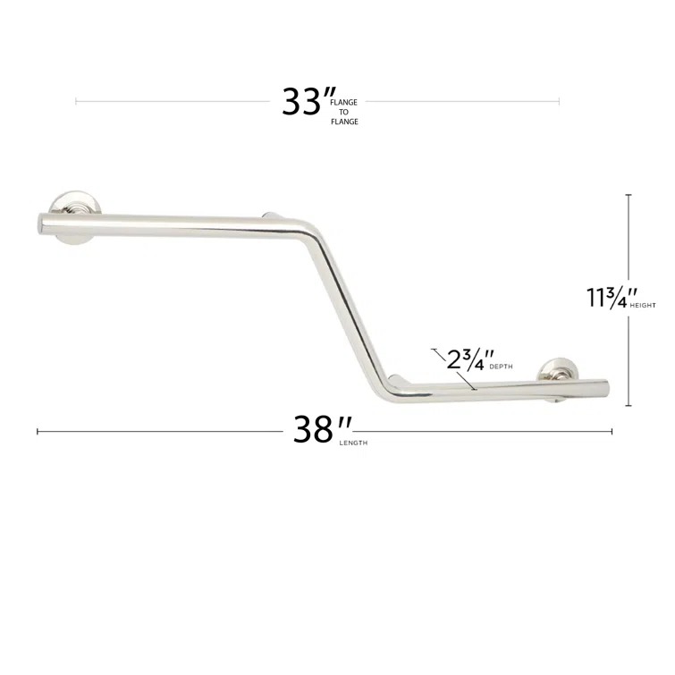 Lifestyle & Wellness Zuma Angled Wall-Mount 38" Left-Handed Grab Bar