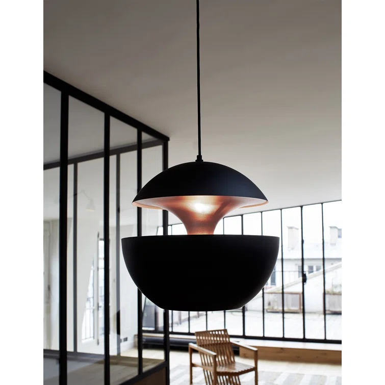 Black and Copper Aluminum Pendant Light, 18" Diameter