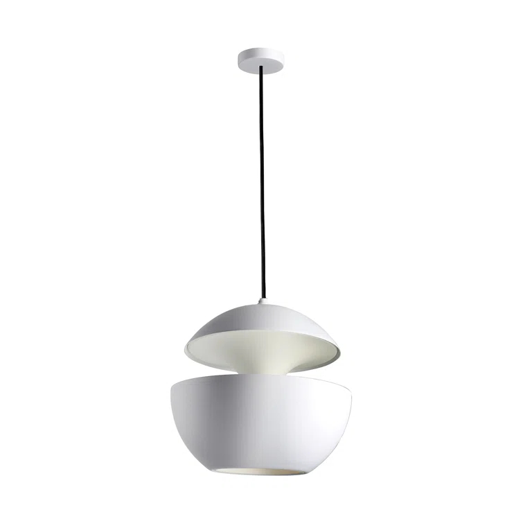 Large White Aluminum Pendant Light with LED