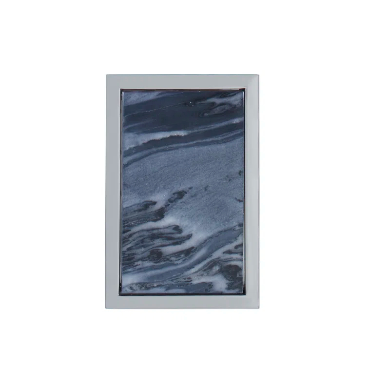 Gray and White Stone Polished Nickel Spot Table