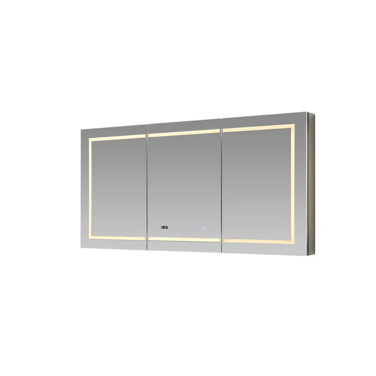 AQUADOM Signature Royale LED Medicine Cabinet, Defogger, LED 3X Makeup Mirror, Electrical Outlets