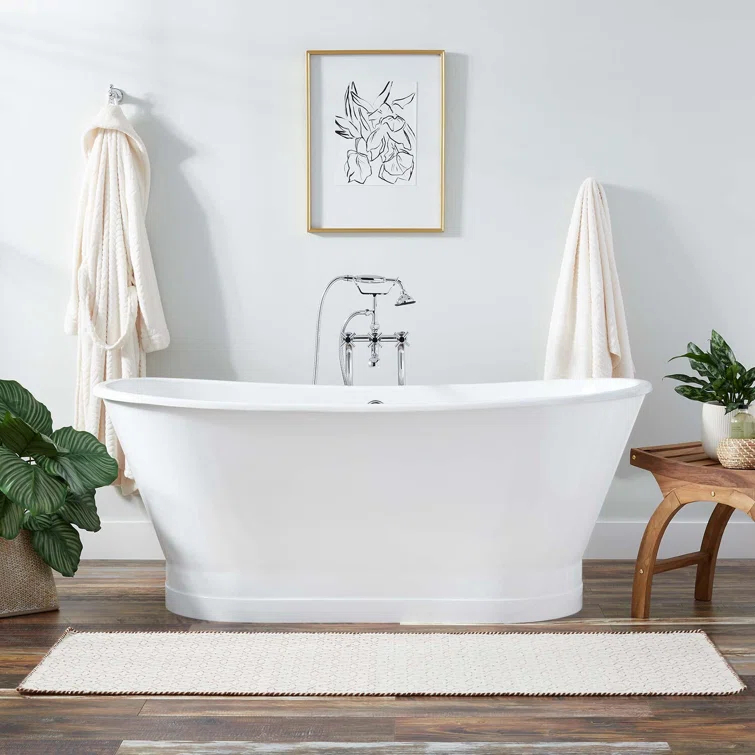 67" Kateryn Cast Iron Freestanding Bateau Tub