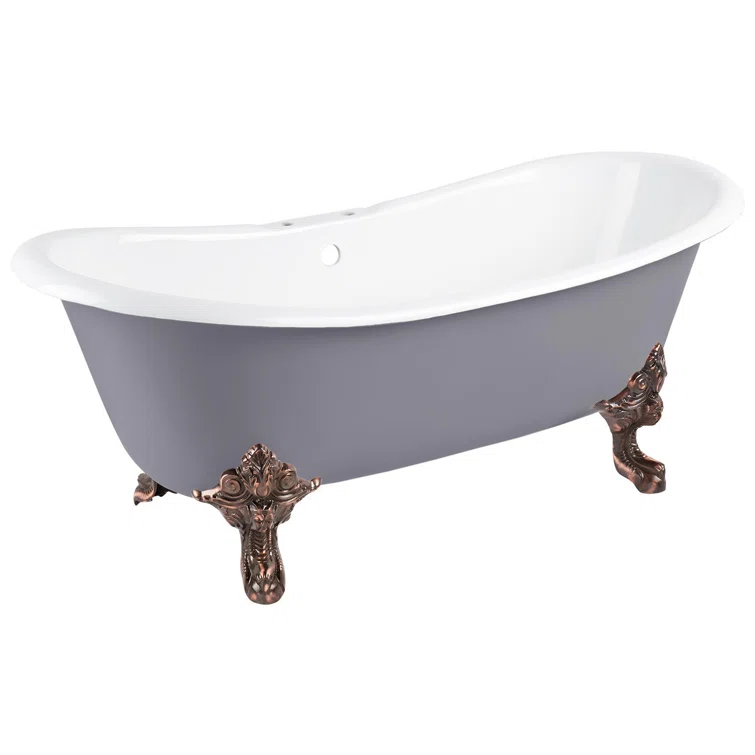 72" Lena Cast Iron Clawfoot Soaking Tub