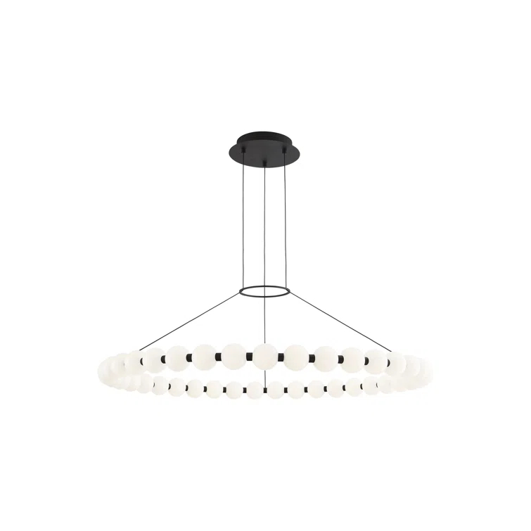 Nightshade Black Modern LED Chandelier 42" with Milk-Glass Orbs