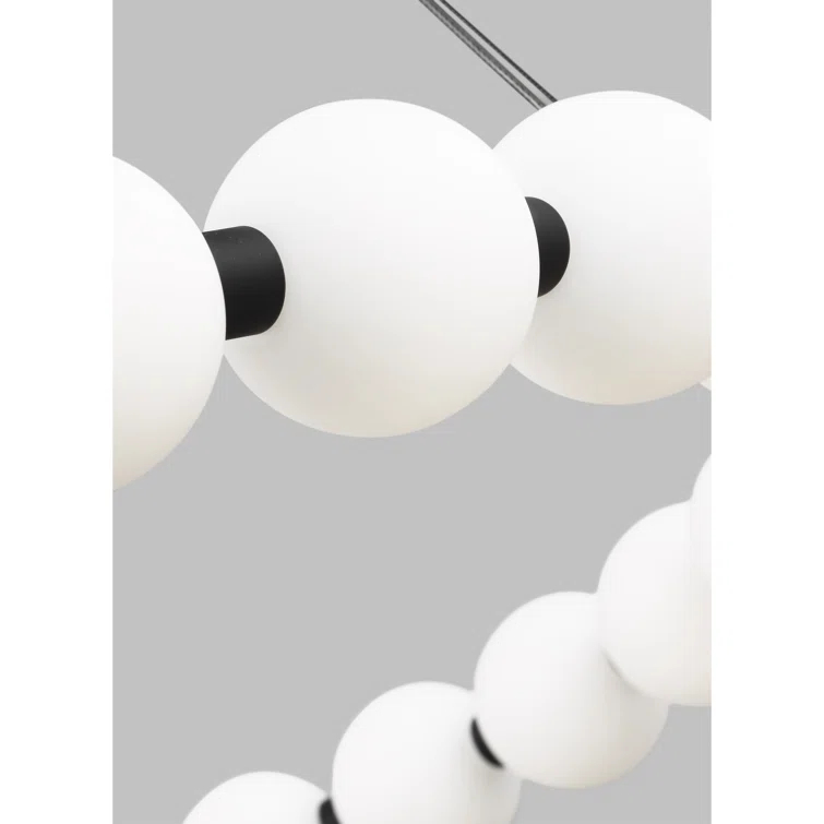 Nightshade Black Modern LED Chandelier 42" with Milk-Glass Orbs