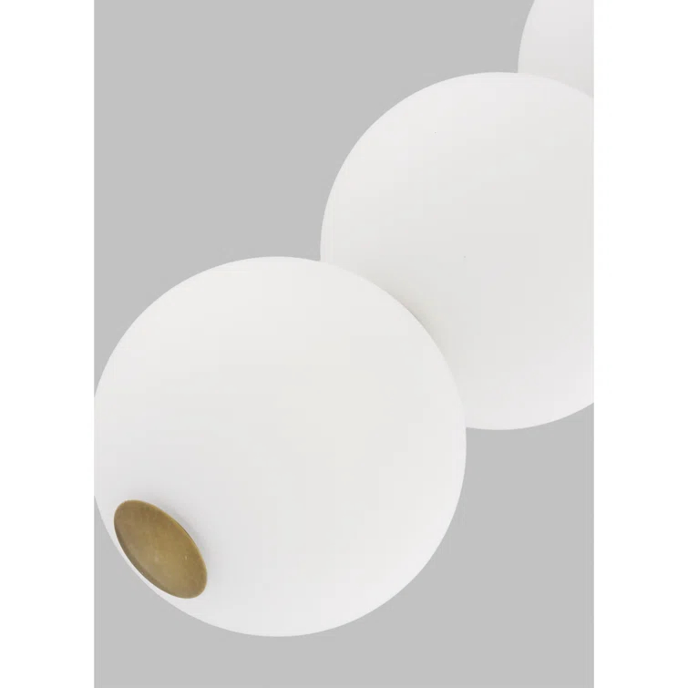 Orbet Natural Brass 5-Light LED Globe Pendant with Milk Glass Orbs