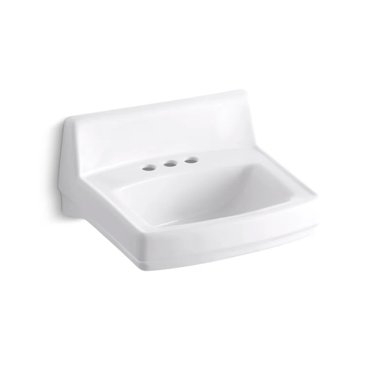 Greenwich Vitreous China Rectangular Wall Mount Bathroom Sink with Overflow