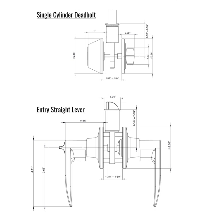 Complete Entry Lever Set with Single Cylinder Deadbolt