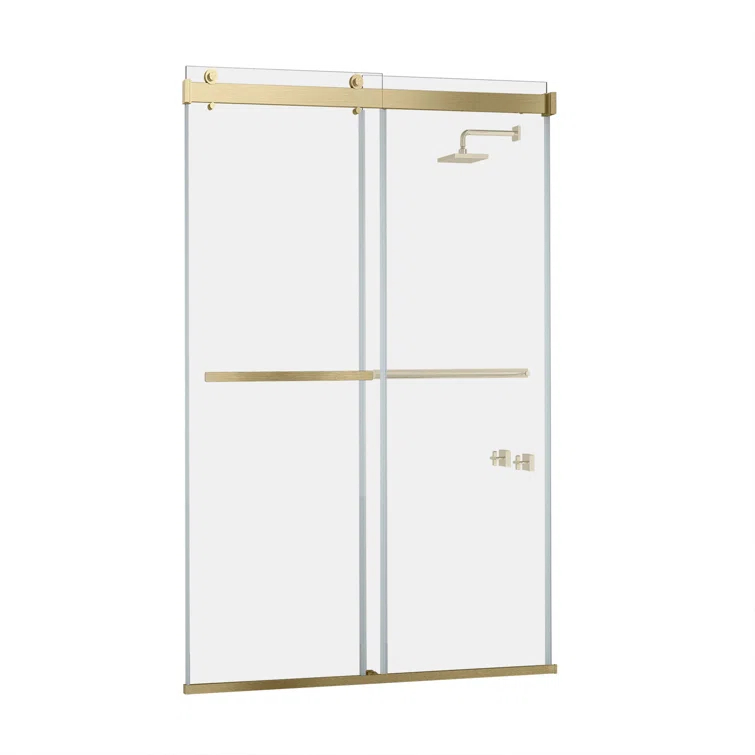 Spezia 52 - 56" W x 76" H Double Sliding Semi- Frameless Shower Door