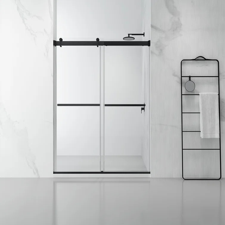 Spezia 52 - 56" W x 76" H Double Sliding Semi- Frameless Shower Door