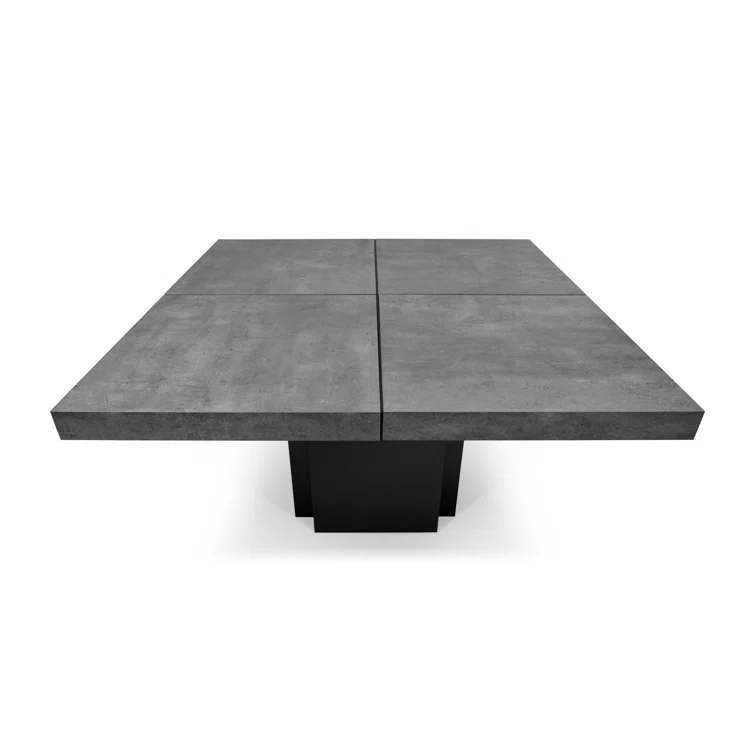 Concrete Melamine Pure Black Industrial Square Dining Table