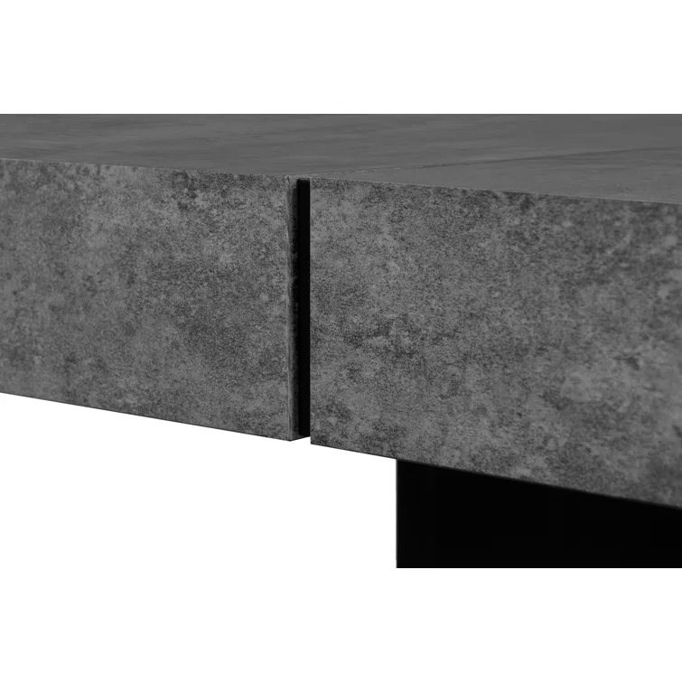 Concrete Melamine Pure Black Industrial Square Dining Table