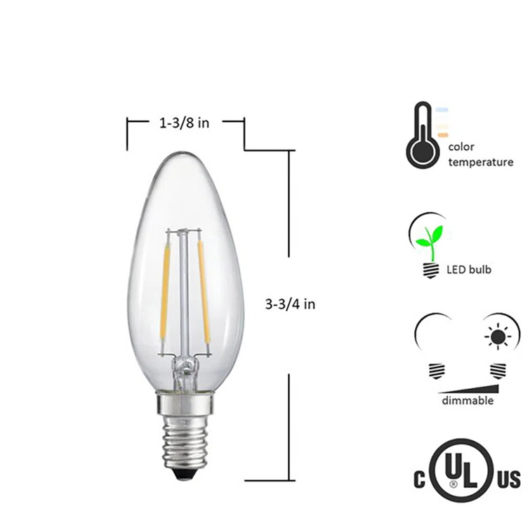 20 Watt Equivalent C35 E12/Candelabra Dimmable 2700K LED Bulb
