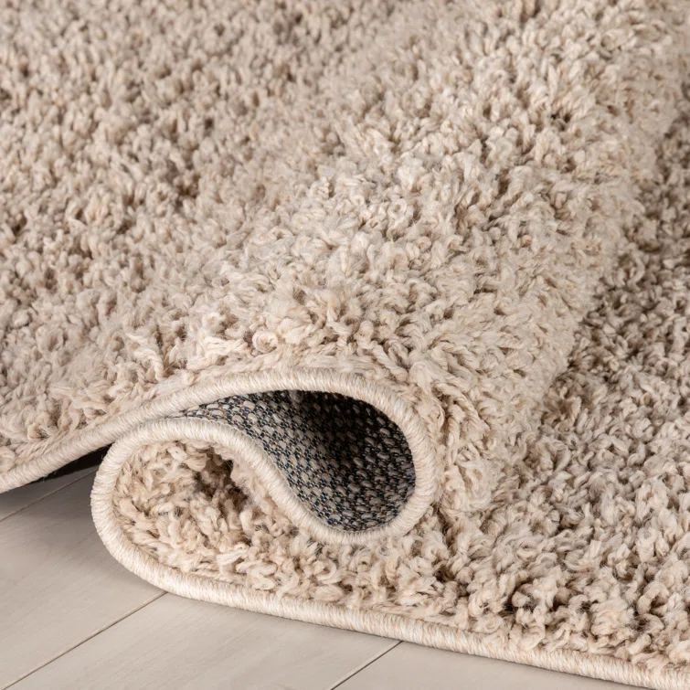 Berte Modern Solid Beige Textured Shag Rug