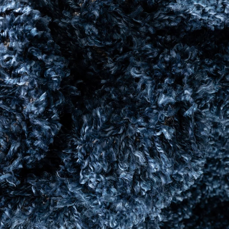 Berte Modern Solid Dark Blue Textured Shag Rug
