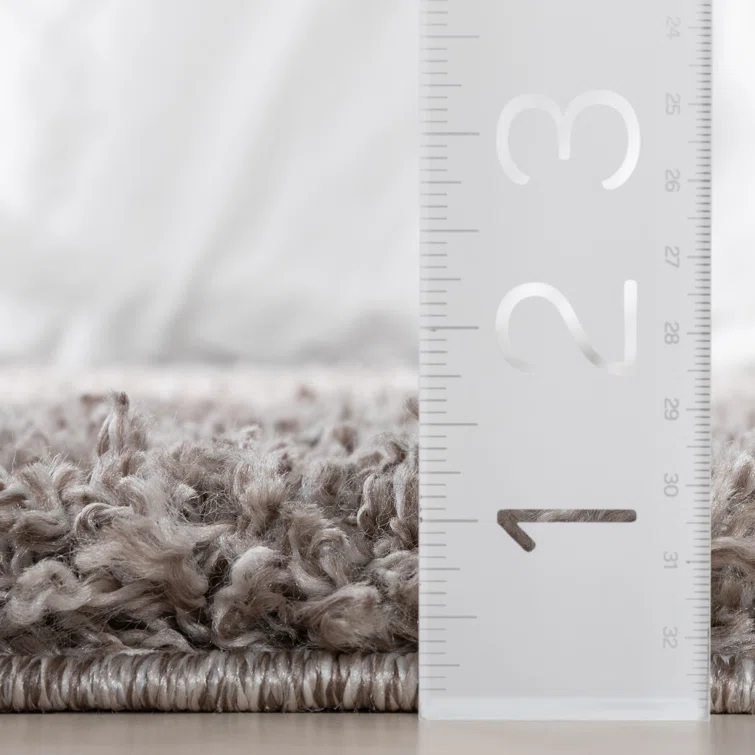 Well Woven Emerson Modern Solid Beige/Grey Textured Shag Rug