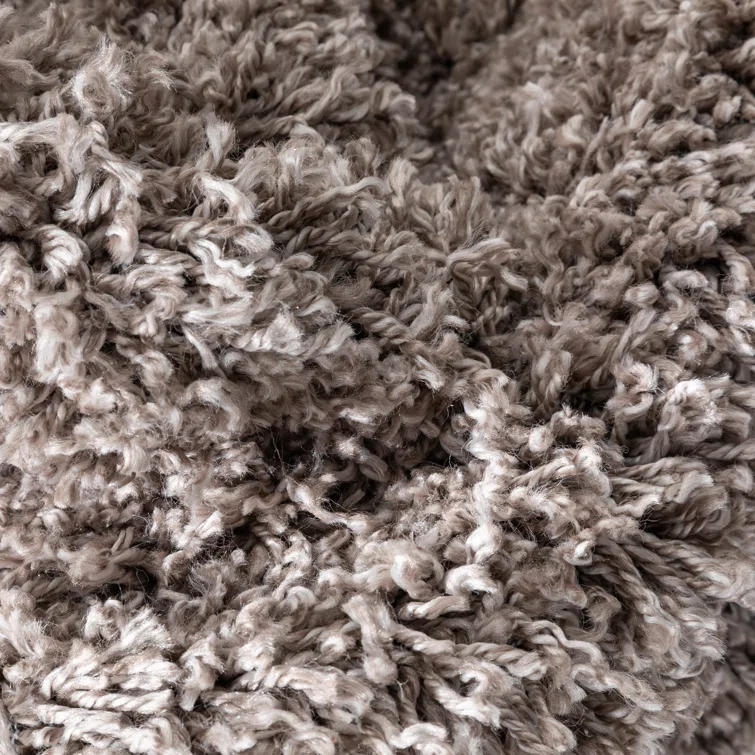 Well Woven Emerson Modern Solid Beige/Grey Textured Shag Rug