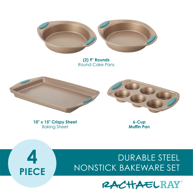 Rachael Ray Cucina Nonstick Baking Pans / Bakeware Set, 4 Piece