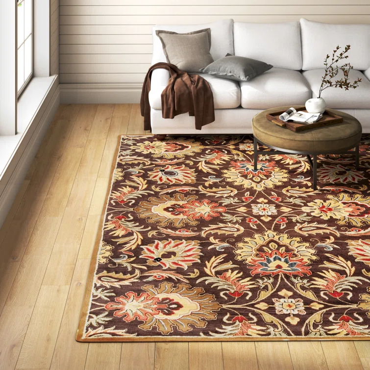 Arden Oriental Handmade Tufted Wool Dark Brown/Garnet Area Rug