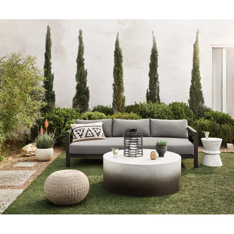 Slate Gray Ombre Round Metal Outdoor Coffee Table