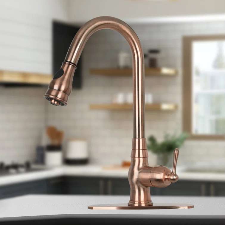Pull Down Kitchen Faucet Single Handle Sink Faucet With Deck Plate