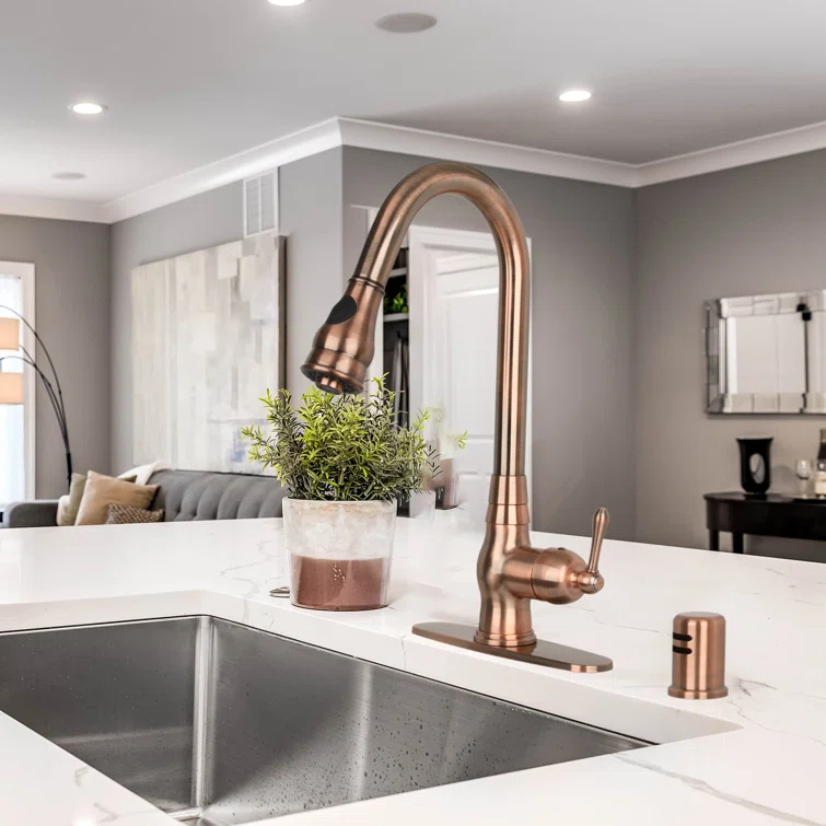 Pull Down Kitchen Faucet Single Handle Sink Faucet With Deck Plate