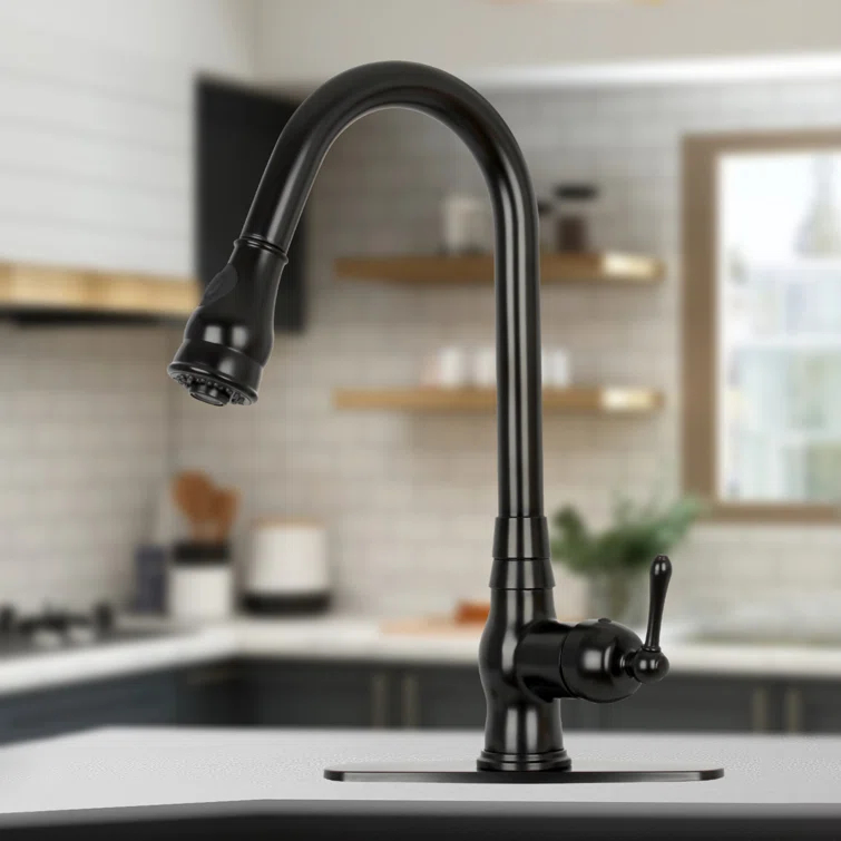 Pull Down Kitchen Faucet Single Handle Sink Faucet With Deck Plate