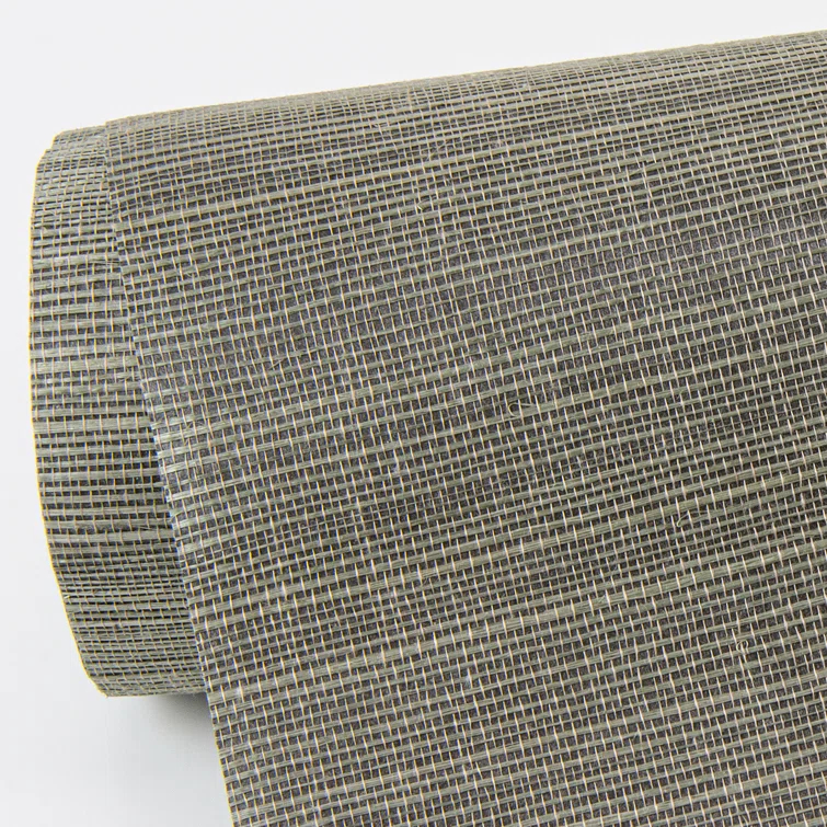 Caihon Dark Green Sisal Grasscloth Wallpaper Roll